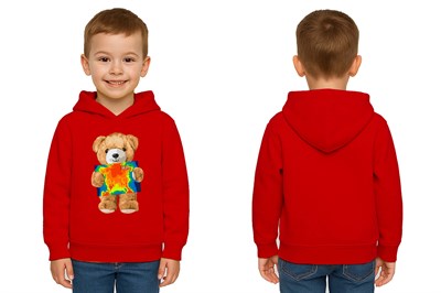 Unisex ayıcık bear Baskılı Çocuk Kapşonlu Swaetshirt 3 İplik Şardonlu