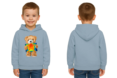 Unisex ayıcık bear Baskılı Çocuk Kapşonlu Swaetshirt 3 İplik Şardonlu