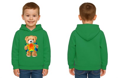 Unisex ayıcık bear Baskılı Çocuk Kapşonlu Swaetshirt 3 İplik Şardonlu
