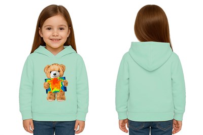 Unisex ayıcık bear Baskılı Çocuk Kapşonlu Swaetshirt 3 İplik Şardonlu