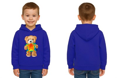Unisex ayıcık bear Baskılı Çocuk Kapşonlu Swaetshirt 3 İplik Şardonlu