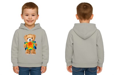 Unisex ayıcık bear Baskılı Çocuk Kapşonlu Swaetshirt 3 İplik Şardonlu