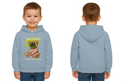 Unisex ayıcık bear Baskılı Çocuk Swaetshirt Kapşonlu 3 İplik Şardonlu
