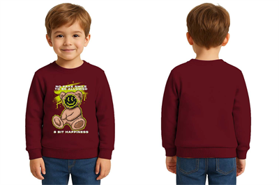 Unisex ayıcık bear Baskılı Çocuk Swaetshirt 3 İplik Şardonlu