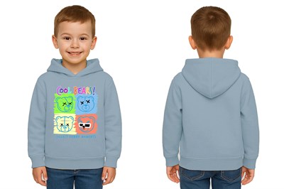 Unisex ayıcık bear Baskılı Çocuk Swaetshirt Kapşonlu 3 İplik Şardonlu