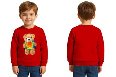 Unisex ayıcık bear Baskılı Çocuk Swaetshirt 3 İplik Şardonlu