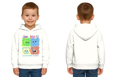 Unisex ayıcık bear Baskılı Çocuk Swaetshirt Kapşonlu 3 İplik Şardonlu