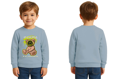 Unisex ayıcık bear Baskılı Çocuk Swaetshirt 3 İplik Şardonlu