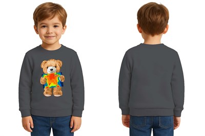 Unisex ayıcık bear Baskılı Çocuk Swaetshirt 3 İplik Şardonlu