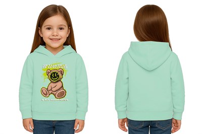 Unisex ayıcık bear Baskılı Çocuk Swaetshirt Kapşonlu 3 İplik Şardonlu
