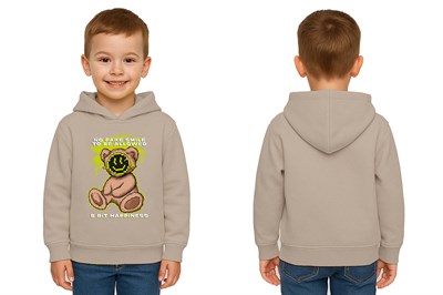 Unisex ayıcık bear Baskılı Çocuk Swaetshirt Kapşonlu 3 İplik Şardonlu