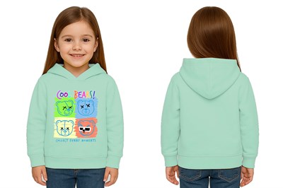 Unisex ayıcık bear Baskılı Çocuk Swaetshirt Kapşonlu 3 İplik Şardonlu