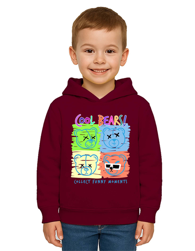 Unisex ayıcık bear Baskılı Çocuk Swaetshirt Kapşonlu 3 İplik Şardonlu