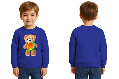 Unisex ayıcık bear Baskılı Çocuk Swaetshirt 3 İplik Şardonlu
