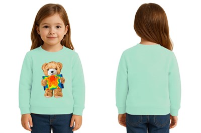 Unisex ayıcık bear Baskılı Çocuk Swaetshirt 3 İplik Şardonlu