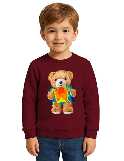 Unisex ayıcık bear Baskılı Çocuk Swaetshirt 3 İplik Şardonlu