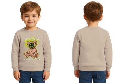 Unisex ayıcık bear Baskılı Çocuk Swaetshirt 3 İplik Şardonlu