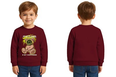 Unisex ayıcık bear Baskılı Çocuk Swaetshirt 3 İplik Şardonlu