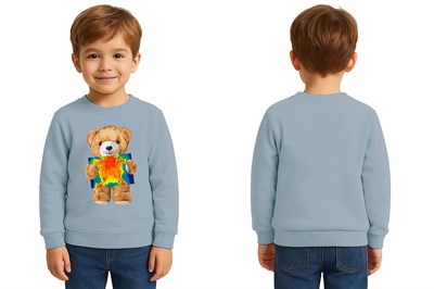 Unisex ayıcık bear Baskılı Çocuk Swaetshirt 3 İplik Şardonlu