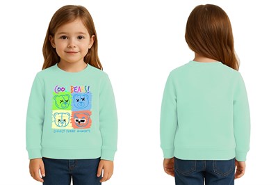 Unisex ayıcık bear Baskılı Çocuk Swaetshirt 3 İplik Şardonlu