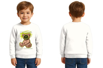 Unisex ayıcık bear Baskılı Çocuk Swaetshirt 3 İplik Şardonlu