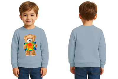 Unisex ayıcık bear Baskılı Çocuk Swaetshirt 3 İplik Şardonlu