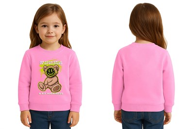 Unisex ayıcık bear Baskılı Çocuk Swaetshirt 3 İplik Şardonlu