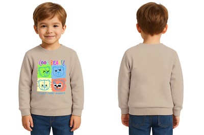 Unisex ayıcık bear Baskılı Çocuk Swaetshirt 3 İplik Şardonlu