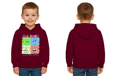 Unisex ayıcık bear Baskılı Çocuk Swaetshirt Kapşonlu 3 İplik Şardonlu