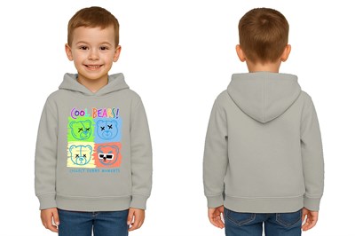 Unisex ayıcık bear Baskılı Çocuk Swaetshirt Kapşonlu 3 İplik Şardonlu