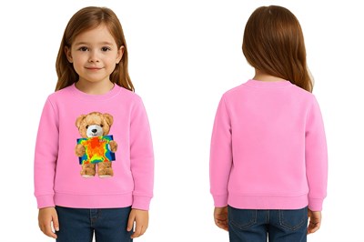 Unisex ayıcık bear Baskılı Çocuk Swaetshirt 3 İplik Şardonlu