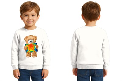 Unisex ayıcık bear Baskılı Çocuk Swaetshirt 3 İplik Şardonlu