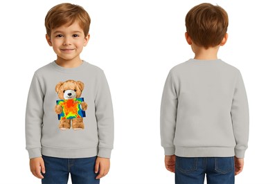 Unisex ayıcık bear Baskılı Çocuk Swaetshirt 3 İplik Şardonlu