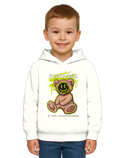Unisex ayıcık bear Baskılı Çocuk Swaetshirt Kapşonlu 3 İplik Şardonlu