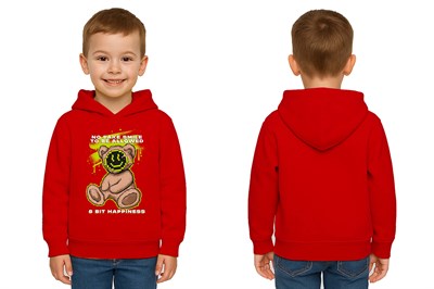 Unisex ayıcık bear Baskılı Çocuk Swaetshirt Kapşonlu 3 İplik Şardonlu