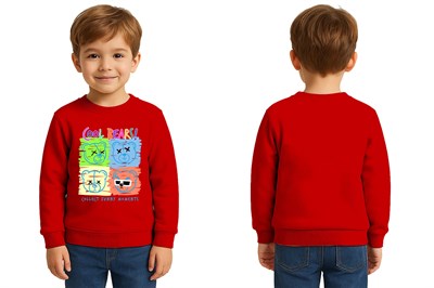Unisex ayıcık bear Baskılı Çocuk Swaetshirt 3 İplik Şardonlu