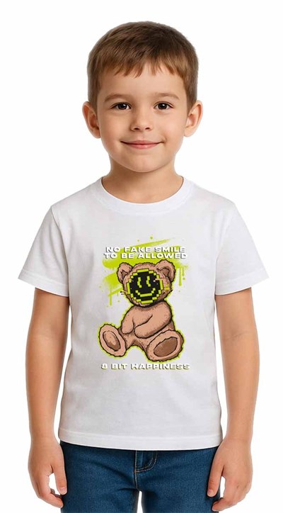 Unisex Ayıcık Bear Baskılı Çocuk Tişört pamuklu penye kumaş