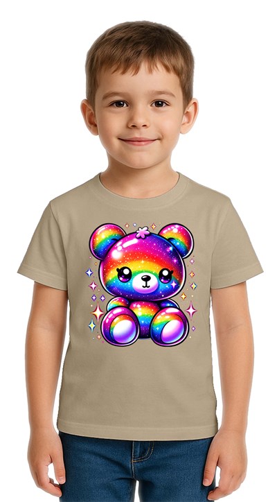 Unisex Ayıcık Bear Baskılı Çocuk Tişört pamuklu penye kumaş