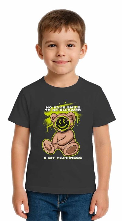 Unisex Ayıcık Bear Baskılı Çocuk Tişört pamuklu penye kumaş