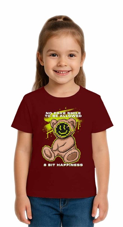 Unisex Ayıcık Bear Baskılı Çocuk Tişört pamuklu penye kumaş