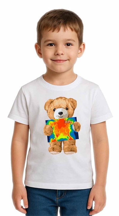 Unisex Ayıcık Bear Baskılı Çocuk Tişört pamuklu penye kumaş