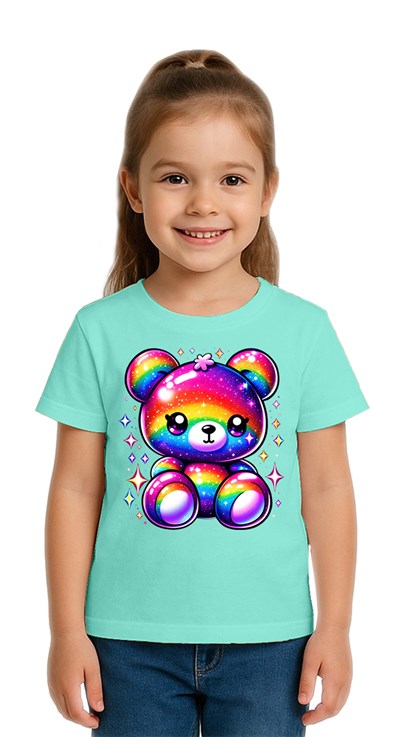 Unisex Ayıcık Bear Baskılı Çocuk Tişört pamuklu penye kumaş