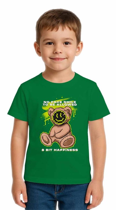 Unisex Ayıcık Bear Baskılı Çocuk Tişört pamuklu penye kumaş