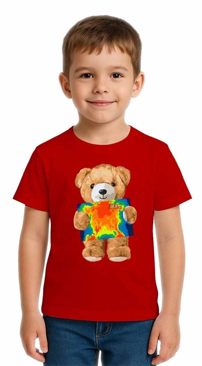 Unisex Ayıcık Bear Baskılı Çocuk Tişört pamuklu penye kumaş