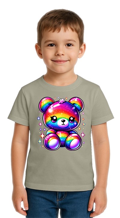 Unisex Ayıcık Bear Baskılı Çocuk Tişört pamuklu penye kumaş