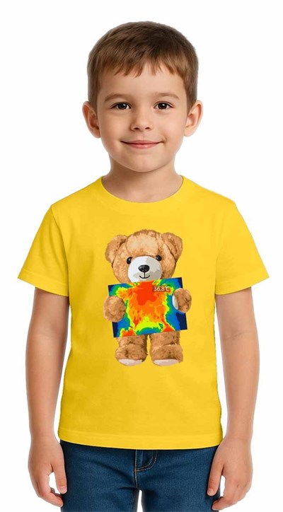 Unisex Ayıcık Bear Baskılı Çocuk Tişört pamuklu penye kumaş