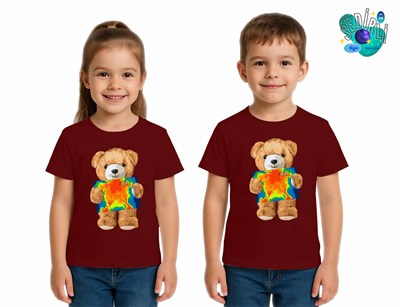 Unisex Ayıcık Bear Baskılı Çocuk Tişört pamuklu penye kumaş