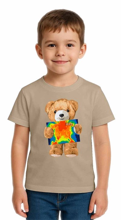 Unisex Ayıcık Bear Baskılı Çocuk Tişört pamuklu penye kumaş