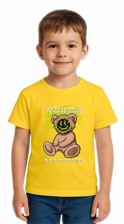 Unisex Ayıcık Bear Baskılı Çocuk Tişört pamuklu penye kumaş