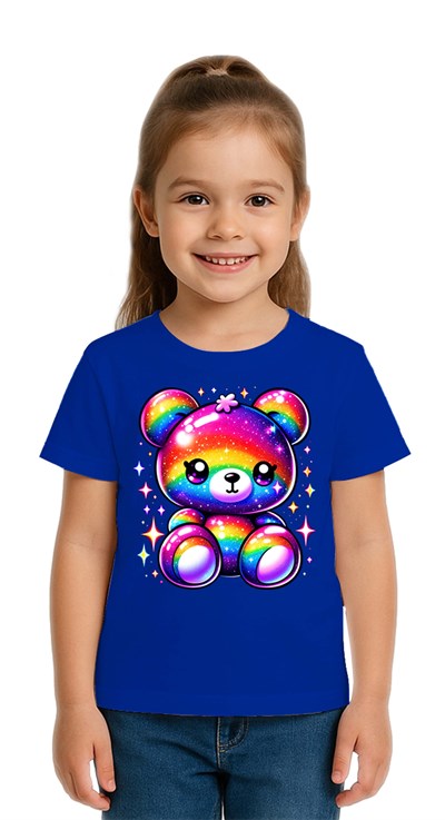 Unisex Ayıcık Bear Baskılı Çocuk Tişört pamuklu penye kumaş
